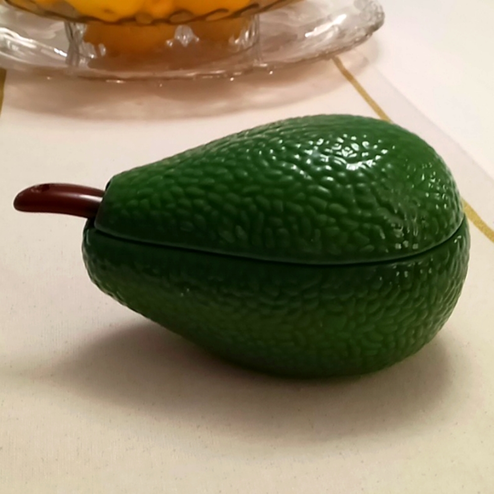 Ceramic green avocado 🥑 , used to serve  delicious guacamole.